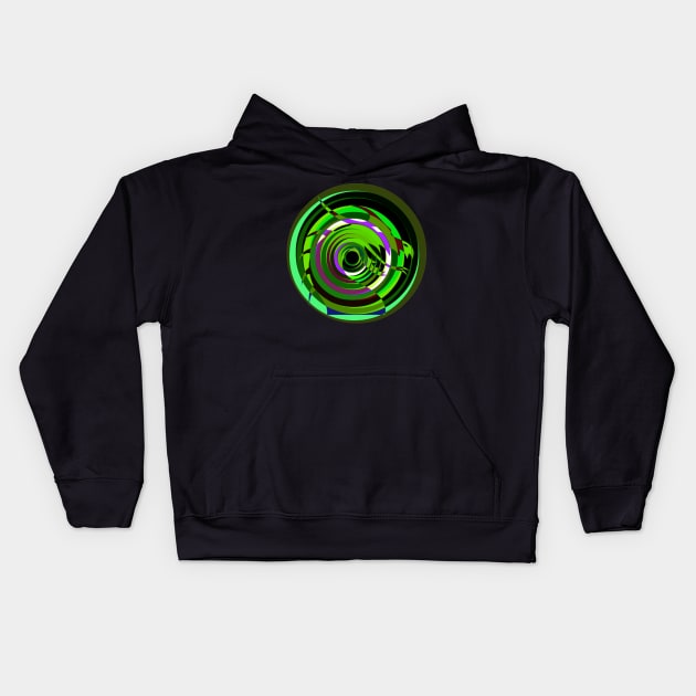 Green Dragon Head Mandala Kids Hoodie by TheDaintyTaurus